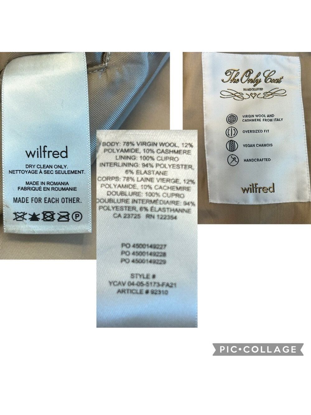 Aritzia Wilfred The Only Coat in sage green brown plaid cashmere wool Sz 8 - Picture 16 of 16